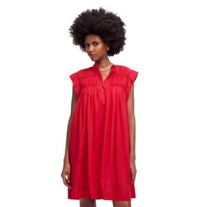 Madewell Watermelon Embroidered Pleated V Neck Sleeveless Mini Dress Size Large